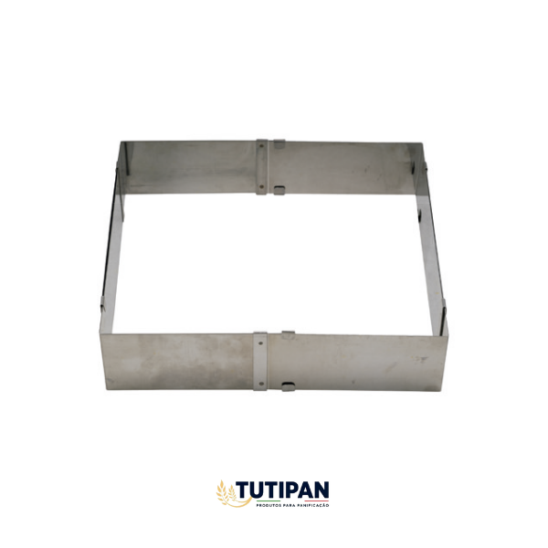 Aro Regulável Retangular P/ Bolo (INOX) – Fech. 31,5 x 19,5 e Ab. 58,5 x 34,5 Alt. 8 cm