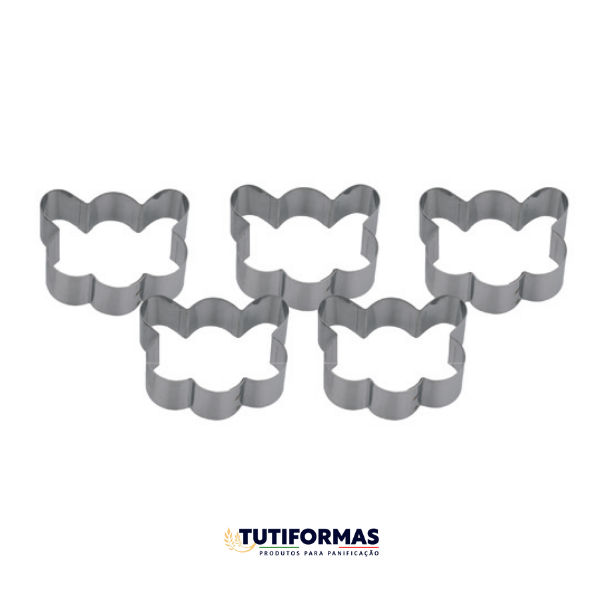 Aro Cortador Petit Four Gato (INOX) – 5 Peças