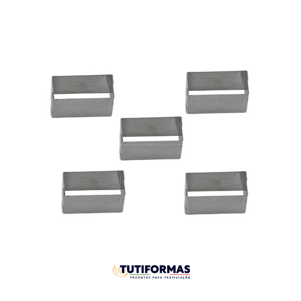 Aro Cortador Petit Four Retangular Mini (INOX) – 5 Peças