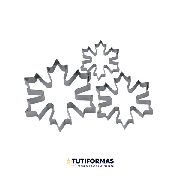 Jogo Aro Cortador Petit Four Flocos de Neve – Frozen (INOX) C/ 2 pçs