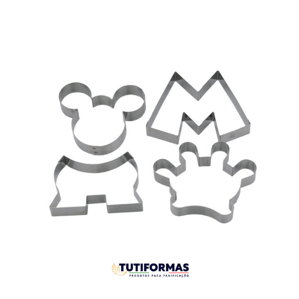 Jogo Aro Cortador Petit Four Mickey Completo C/ 3 pçs