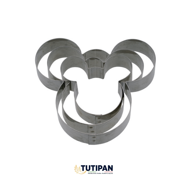 Jogo Aro Cortador Petit Four Mickey Rosto C/ 3 pçs