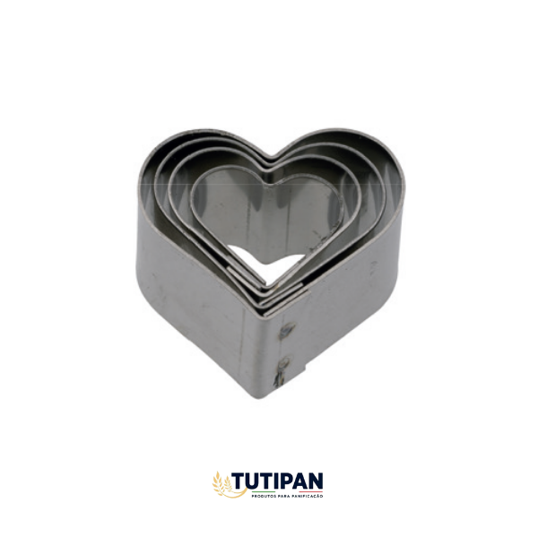 Jogo Aro Cortador Petit Four Micro Coração (INOX) C/ 4 pçs